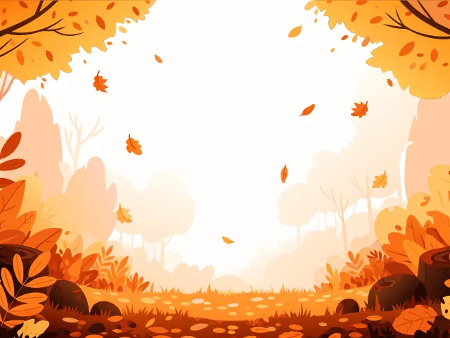 Illustration d'une forêt en automne avec des feuilles qui tombent sur le sol.