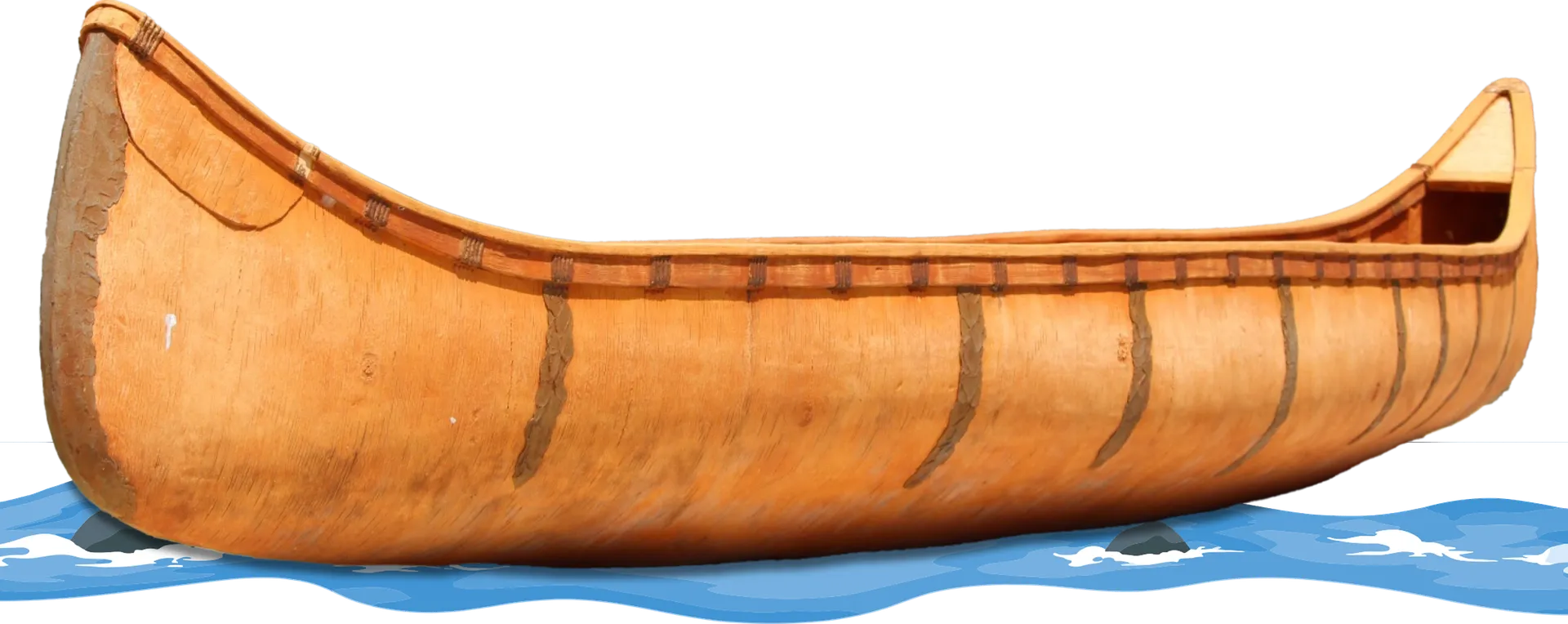 Illustration d'un canot traditionnel en écorce.