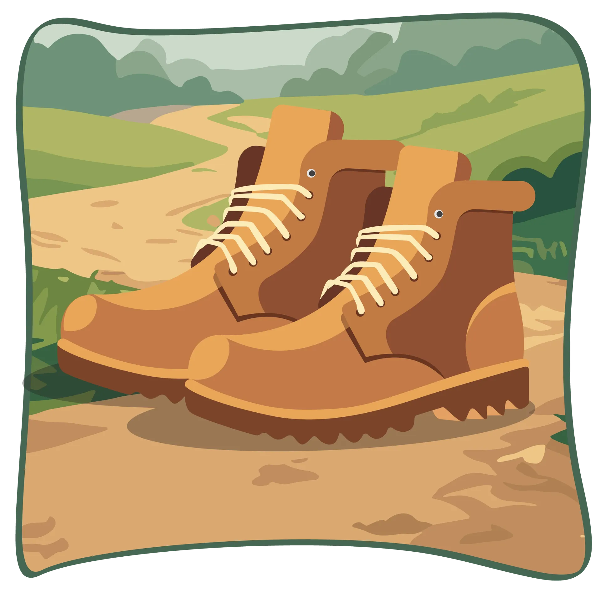 Illustration en gros plan d'une paire de bottes de randonnée.