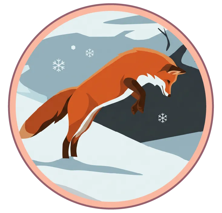 Un renard roux est en train de sauter dans la neige.